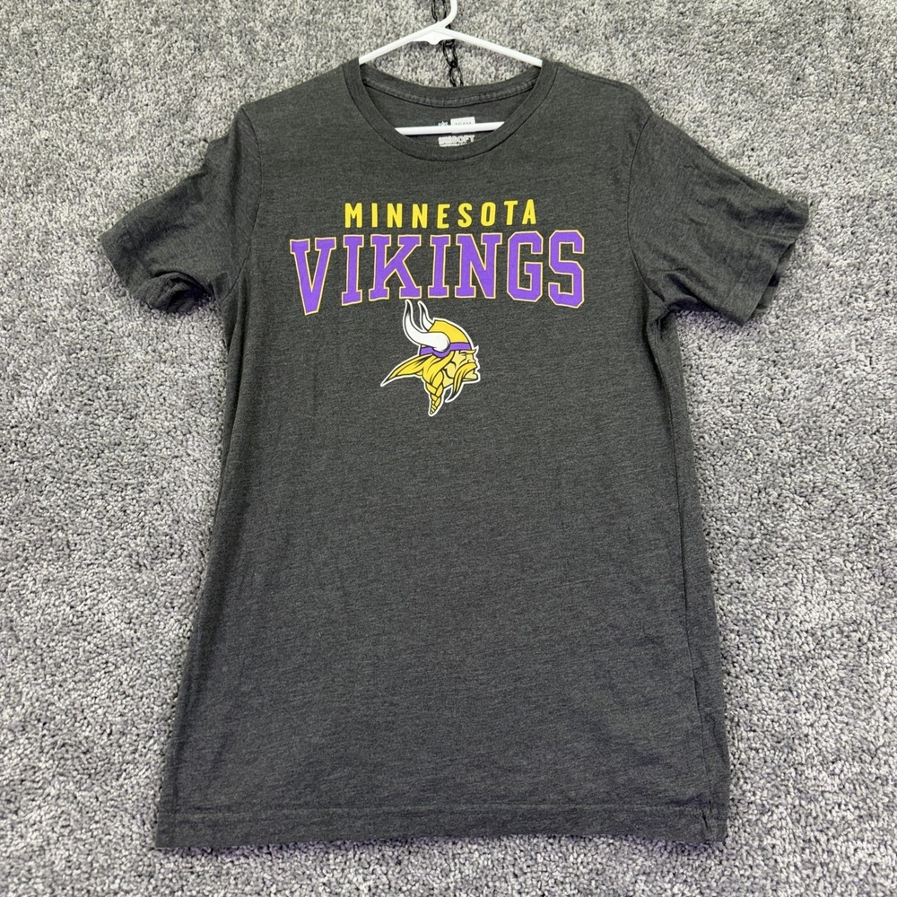 Minnesota Vikings Shirt Mens Medium Gray NFL Football Team Apparel Logo Tee Top
